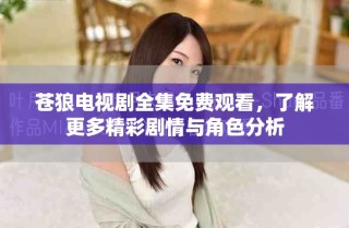 苍狼电视剧全集免费观看，了解更多精彩剧情与角色分析